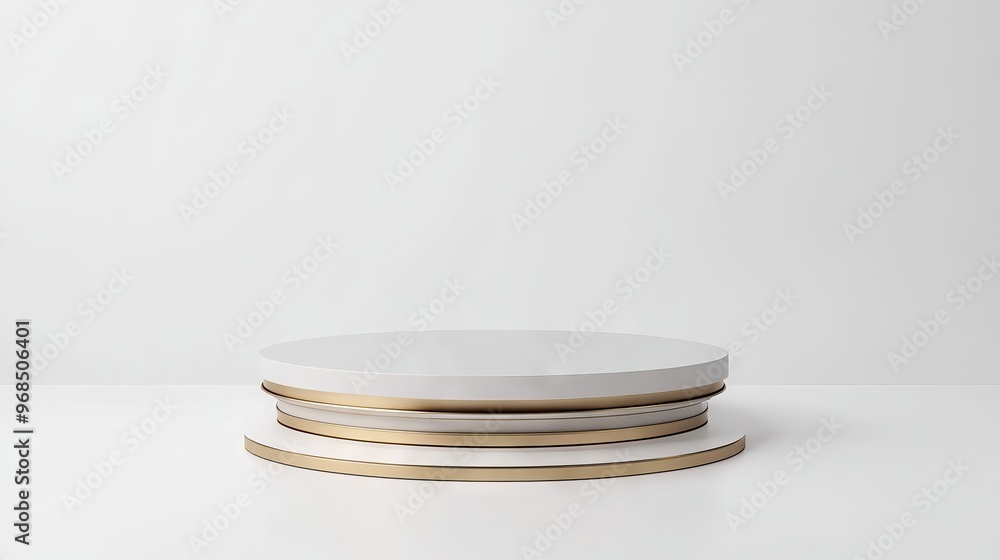 Poster minimalist podium or pedestal on white background with cylinder stand, perfect for product display a