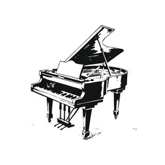 grand piano stencil vector hand drawn illustration