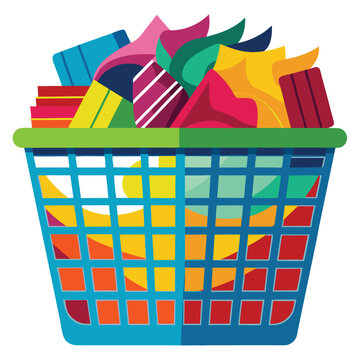 recommend clip art: Heap of clothes in laundry basket vector illustration