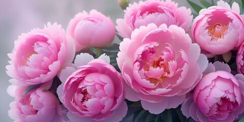 Soft pink peonies with blurred background, delicate and romantic