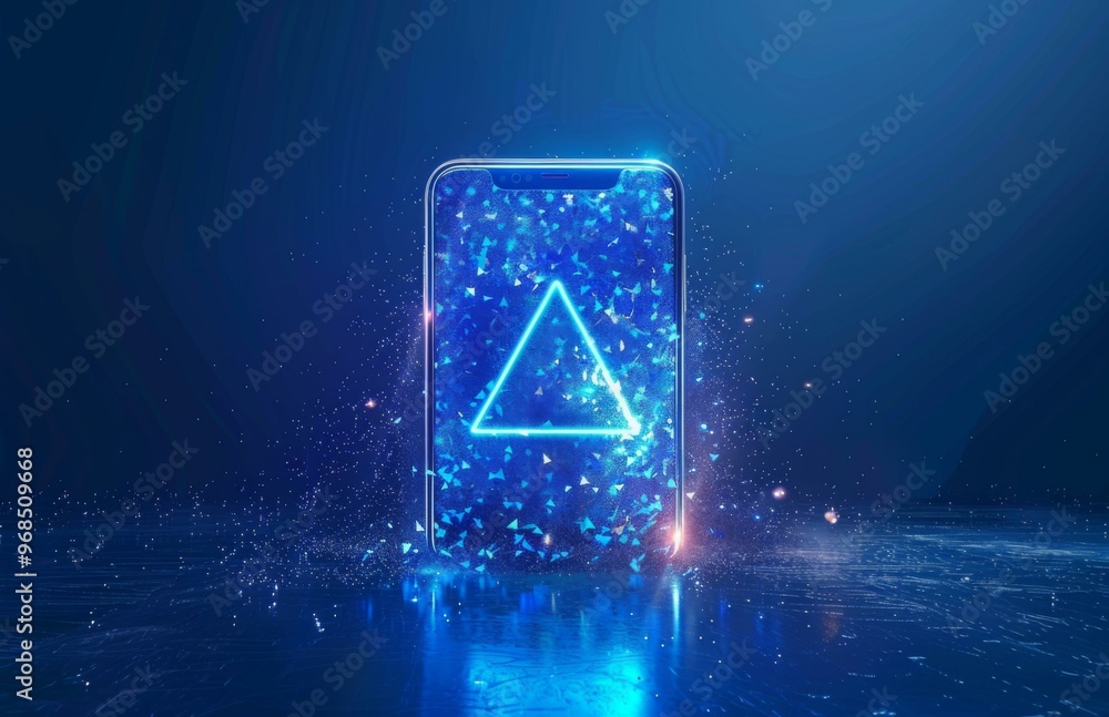 Canvas Prints a smartphone with a triangle on it in the water. ai.