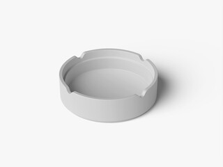 White Blank Round Ashtray Mockup 3D 