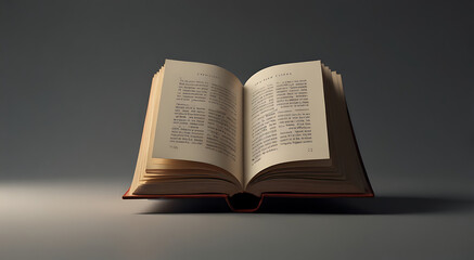Fototapeta premium A minimal illustration of a book with its pages slightly open, casting a soft shadow. The book is depicted with clean lines and a plain background, representing knowledge and discovery