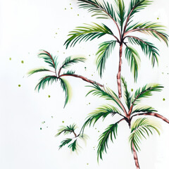 Obraz premium Tropical palm trees with lush green leaves create vibrant and refreshing atmosphere, perfect for evoking sense of relaxation and natures beauty