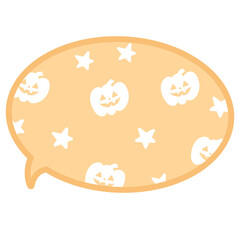 Illustration of Halloween text bubble with pumpkin pattern on orange background for decoration, text, message, speech, chatting, dialogue, cartoon, comic, masking tape, sticker, print, campaign badge
