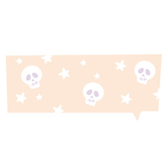 Illustration of Halloween text bubble with head skull, star on orange background for decoration, text, message, speech, chatting, dialogue, cartoon, comic, masking tape, sticker, print, campaign badge