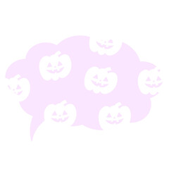 Illustration of Halloween text bubble with pumpkin pattern on purple background for decoration, text, message, speech, chatting, dialogue, cartoon, comic, masking tape, sticker, print, campaign badge