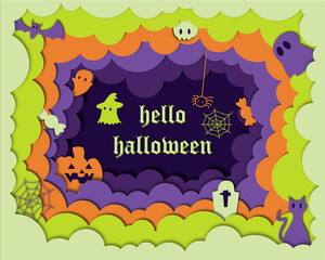holloween paper cut 4 square neon-2000x1600