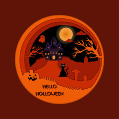 banner holloween paper cut 3 circle