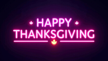 Fototapeta premium Neon Happy Thanksgiving Sign