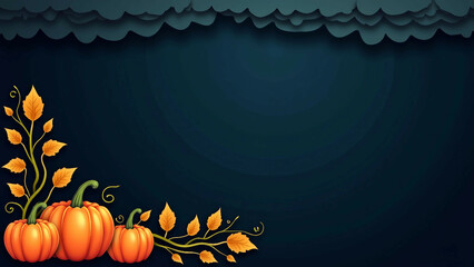 Autumn Pumpkin Frame with Dark Background