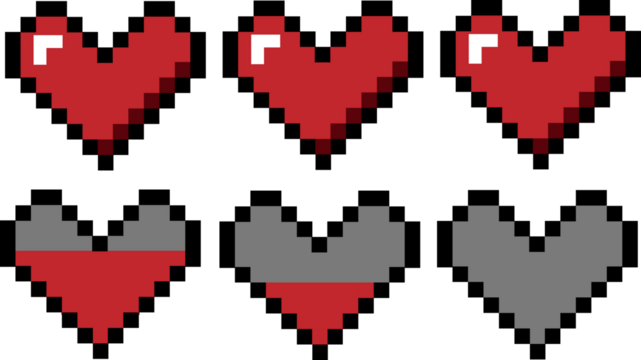 Game, Heart, Life, HP, Pixel art, Cute, RPG, Old