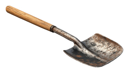 Rustic Shovel with Wooden Handle and Weathered Metal Blade