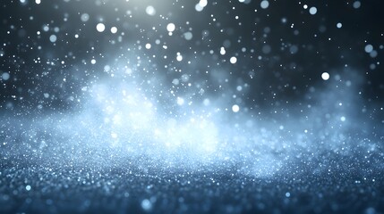 Abstract Blue Glitter Background with Bokeh Lights