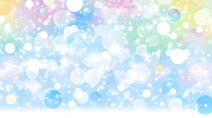 Abstract Blue Background with White Circles and Sparkles