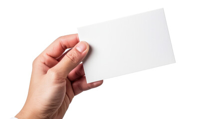 Obraz premium Hand hold blank card on transparent background