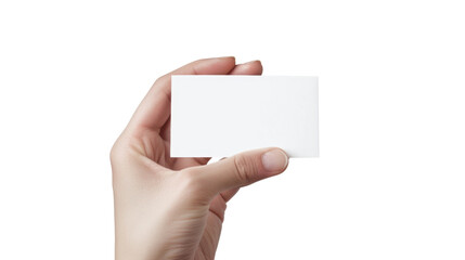 Obraz premium Hand hold blank card on transparent background