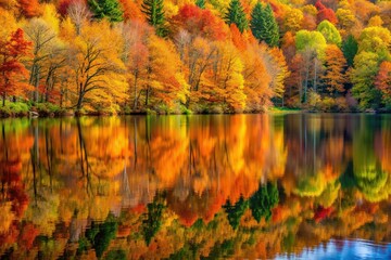 Reflection of the autumn forest in the water, environment, forest, scenic, nature, colorful, peaceful, stillness, landscape,autumn, serene, outdoors, mirrored, natural, water, reflection