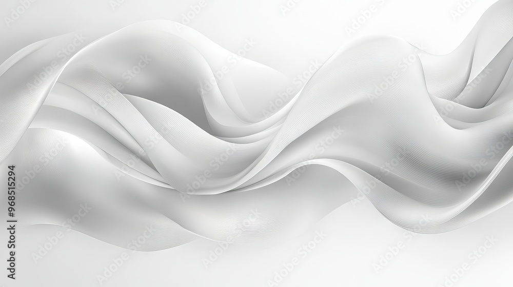 Aufkleber elegant abstract white and light gray wave design featuring modern soft luxury texture with smooth, 