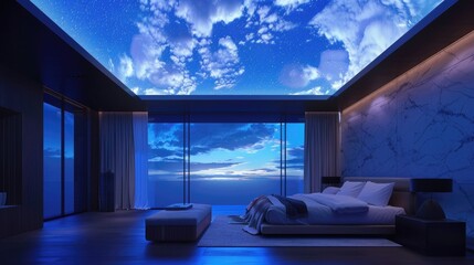 High tech home circadian rhythm lighting system with sky simulation