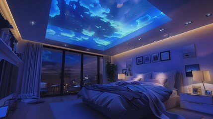 High tech home circadian rhythm lighting system with sky simulation