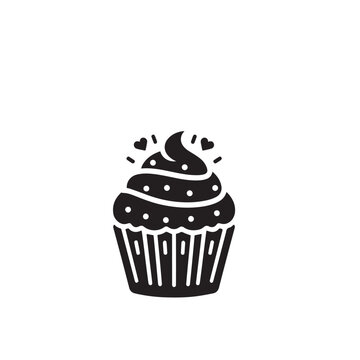 recommend clip art: Cupcake silhouette. Delicious cupcake vector illustration black and white. Cupcake logo.