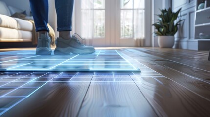 High tech home piezoelectric floor generating electricity from footsteps