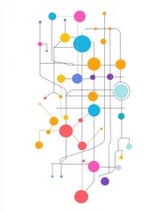 Naklejka premium Abstract art featuring colorful circles and lines in a modern design, suitable for technology and creativity themes.