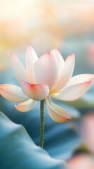 Obraz premium lotus flower in soft morning light, serene