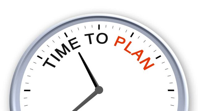 Time to Plan Word or Text on Clock Moving Fast for Time Concept on White Background and Green Screen