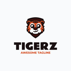 Vector Logo Illustration Tiger Mascot Cartoon Style