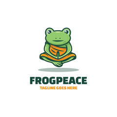 Vector Logo Illustration Frog Peace Mascot Cartoon Style