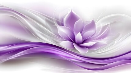 Abstract Purple Flower with White Wavy Lines Background