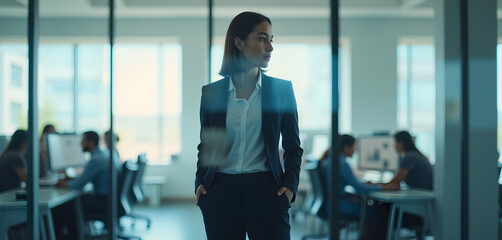 Fototapeta premium Female Executive Leading Office in Corporate Environment