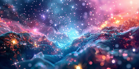 Tranquil Ocean Scene with Pink and Purple Hues and Mountainous Horizon