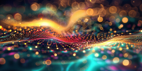  Vibrant Digital Art Display Featuring Abstract Shapes and Colors
