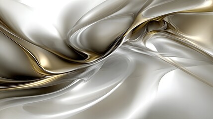 Abstract Gold and Silver Swirls  Fluid Shapes  Digital Art  Modern Design  Background Texture