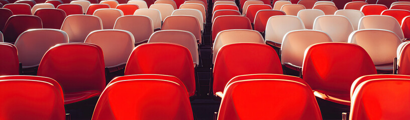 Obraz premium Rows of red chairs in an outdoor stadium