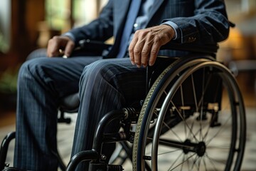 Fototapeta premium Businessman in a wheelchair wearing a suit