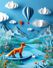 Naklejka premium Fox in a Field of Flowers