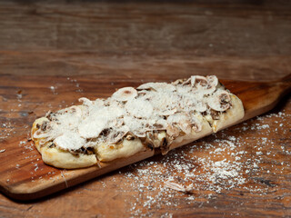 Pizza on cutting board