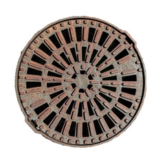 round manhole drain cover rusty cast iron grate