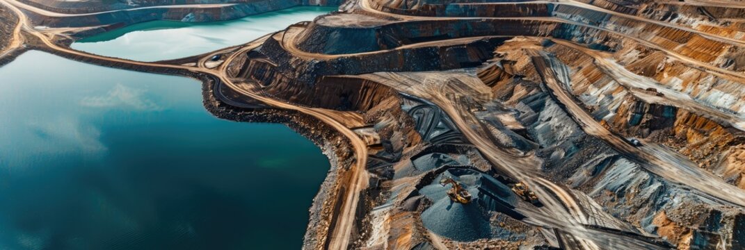 Aerial perspective of an active phosphate extraction site