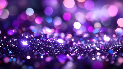 Purple Glitter Bokeh Background with Lights