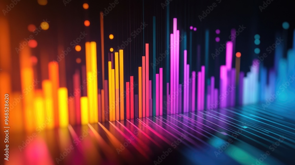 Poster bright and colorful graph displaying data trends, representing business profits, set against a sleek