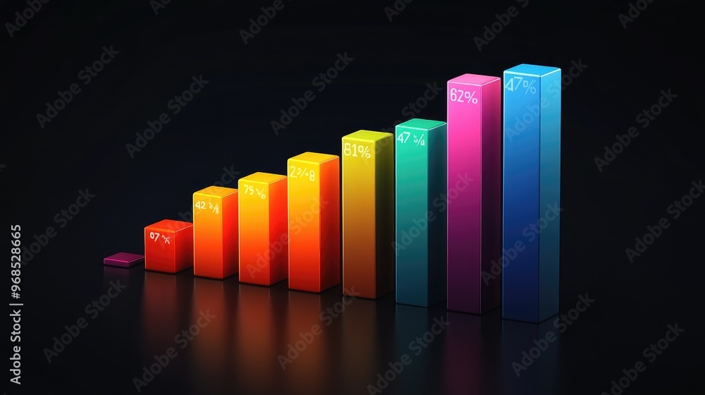 Aufkleber bright and colorful graph displaying data trends, representing business profits, set against a sleek
