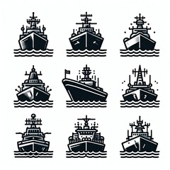 Obraz premium warship icon set. illustration white background 