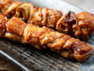 Grilled chicken skewers, seasoned chicken