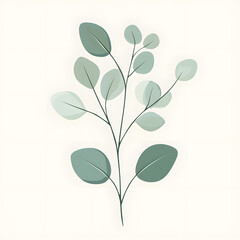 Fototapeta premium 2D illustrator doodle-style floral and leaf graphics on a white background or wallpaper