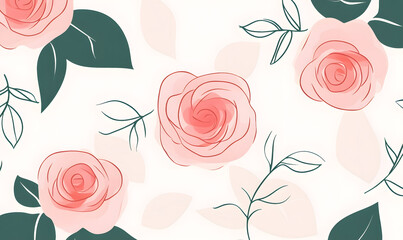 2D illustrator doodle-style floral and leaf graphics on a white background or wallpaper